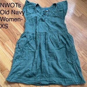 Old Navy Women's Olive Green V-Neck Short Sleeve Tunic